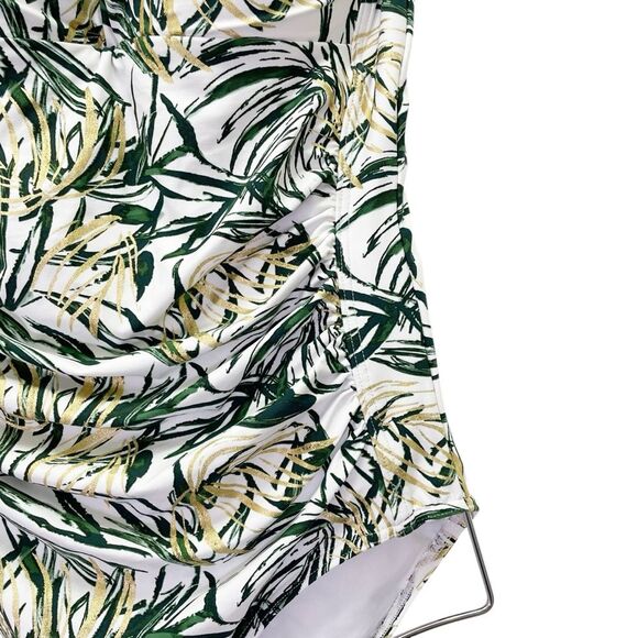 NWT Nip Tuck Swim One Piece Swimsuit Size 8 Green Tropical Palm Ruched Tummy NEW - Picture 8 of 15